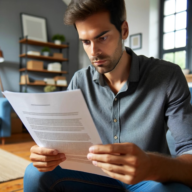 A man reading a protective order